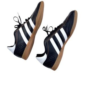 NWOT-Adidas Men’s Black Vegan Leather Indoor Soccer Shoes - B&W w Orange Accents